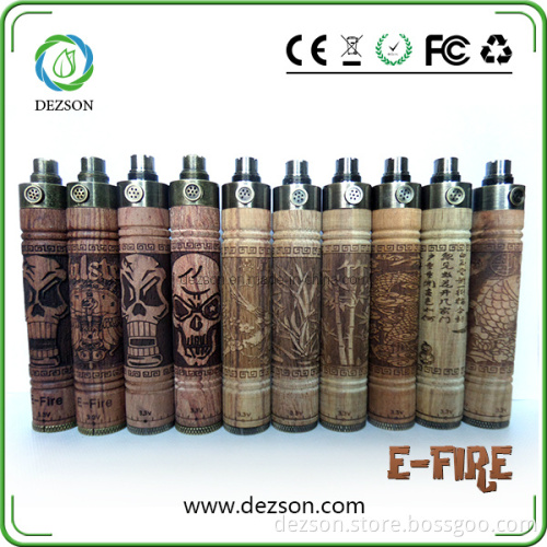 New Products 2014 Hand Carved Wooden E Fire Electronic Cigarette Wood Battery Kit E-Fire